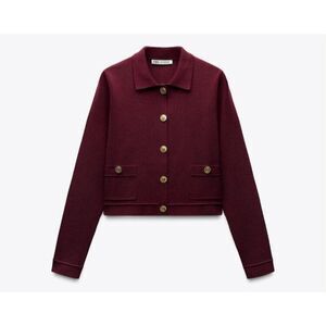 Zara Burgundy Cardigan Sweater